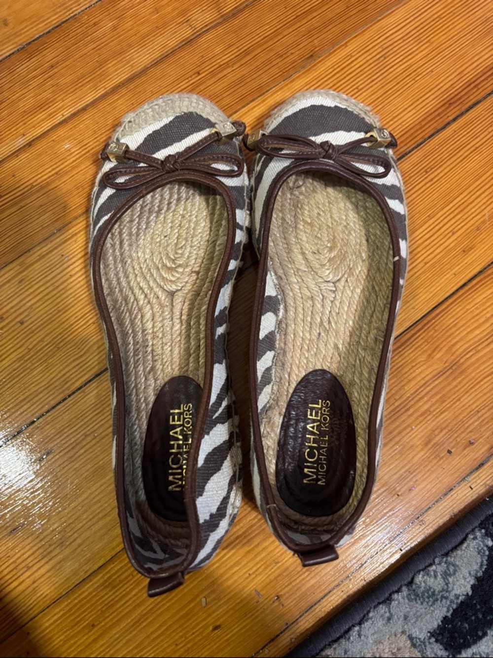 MICHAEL Michael Kors Brown and Off-White Zebra-Print Ballet Flats